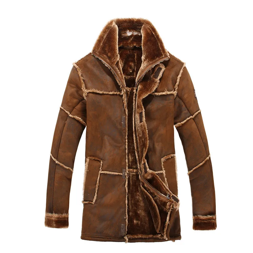 Kenntrice длинные пальто Лоскутные кожаные куртки мужские теплые пальто Верхняя одежда Куртка из искусственной замши Роскошная куртка мужские куртки и пальто