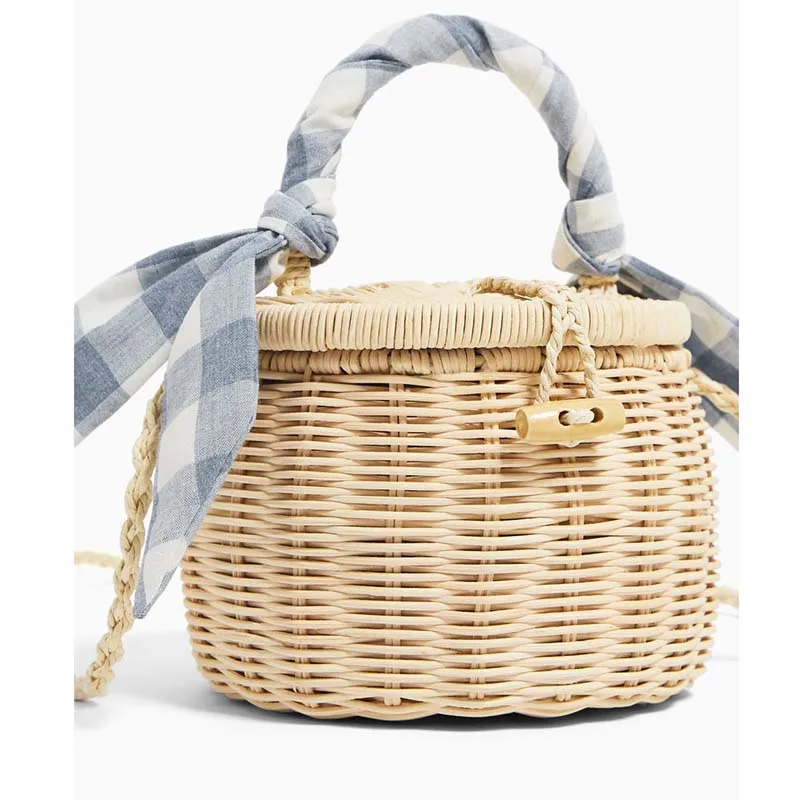 

Women's handbag luxury rattan Messenger bag handmade rattan weaving 2019 summer beach bags for women sac main bucket bags