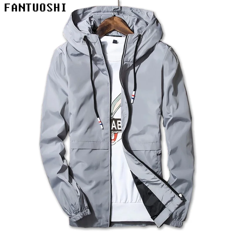 

High quality Hooded Jackets Men 2019 New Long Sleeve Thin Jacket Fashion Tracksuit Casual Coat Men slim Hip Hop Streetwear