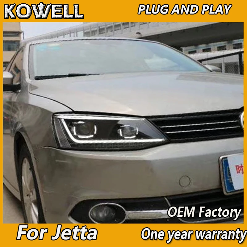 KOWELL автомобильный Стайлинг для VW JETTA MK6 2011 2012 2013- светодиодные фары DRL+ дальнего света Светодиодный светильник+ Динамический сигнал поворота