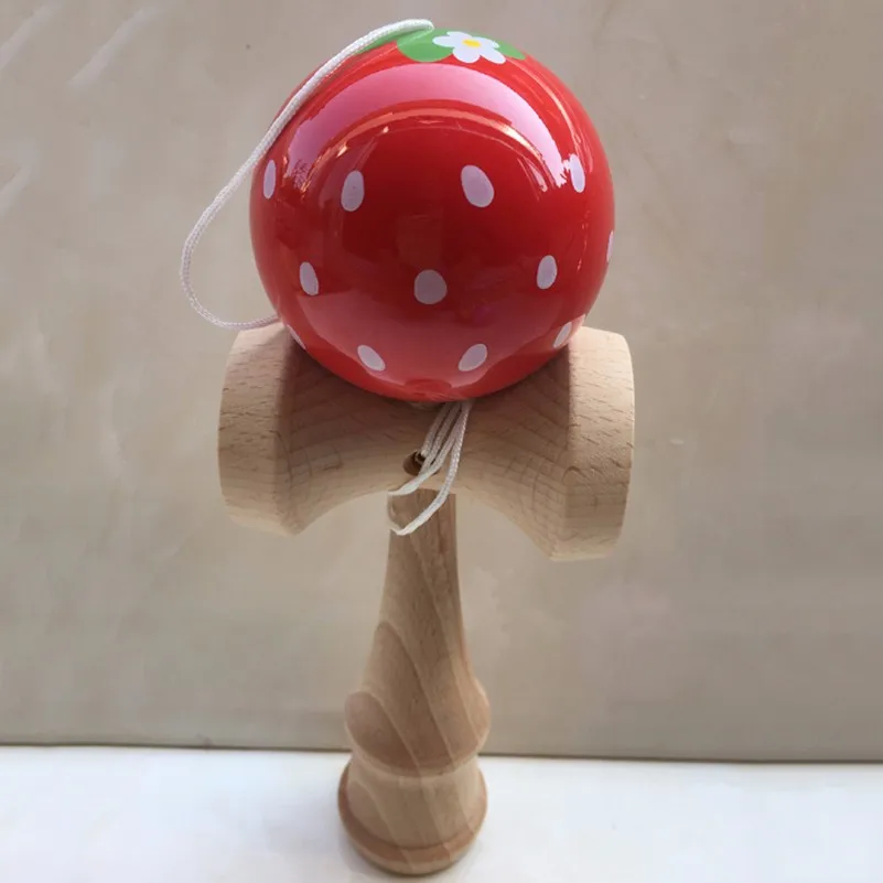 Милый клубника и кролик Kendama мяч Oy Спорт на открытом воздухе мячик для жонглирования игрушка модные Крашеные деревянные T мяч Oy подарок для