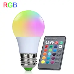 Rgb светодиодные лампы E27 3 Вт RGB LED лампа 110 В 220 В с 24 ключевых ИК-пульт дистанционного управления для украшение дома мини-светодиодные огни