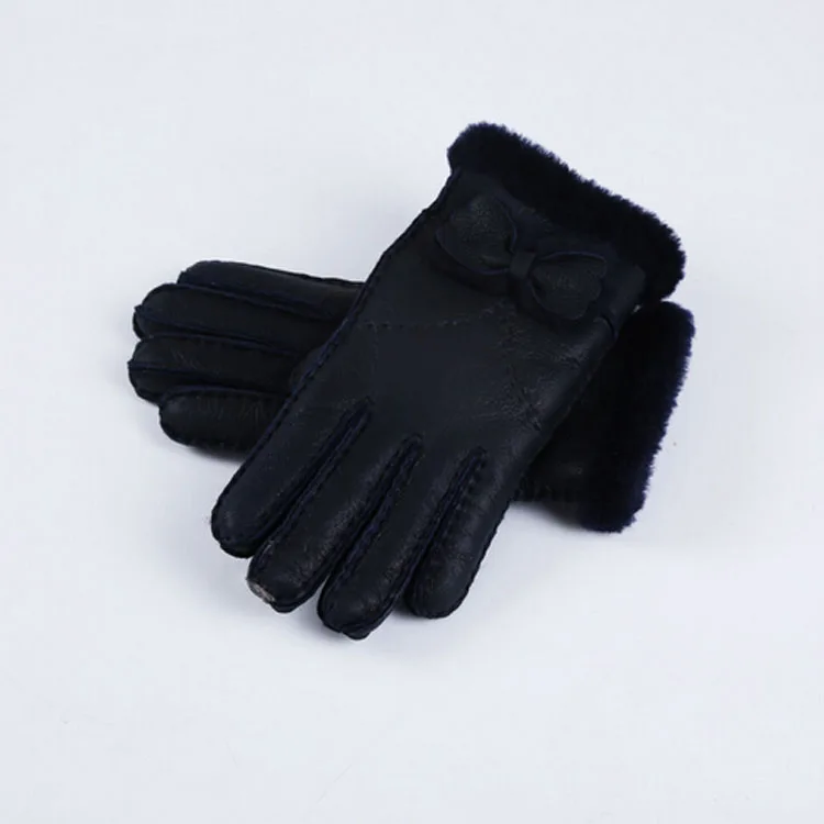 Brand 100% Sheep Fur Women Gloves in Winter Women's Warm Wool Gloves Genuine Leather Ladies Mittens Fashion Outdoor Gloves