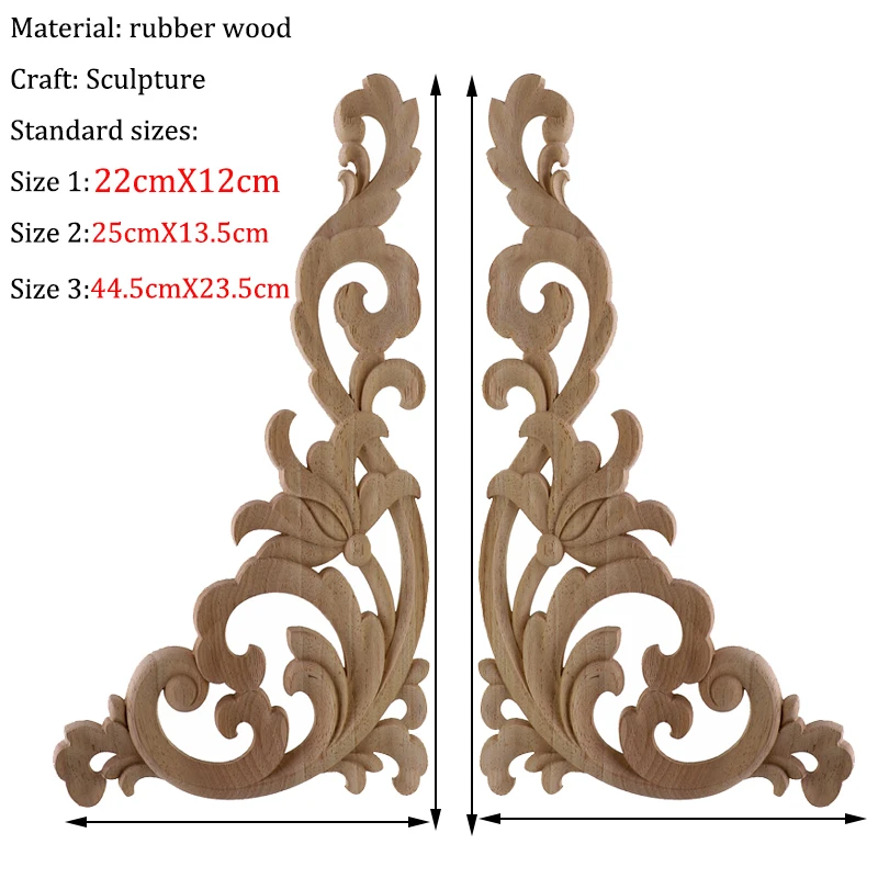 Wood Applique Decorative Flower Piece Wall Wardrobe Home Decoration