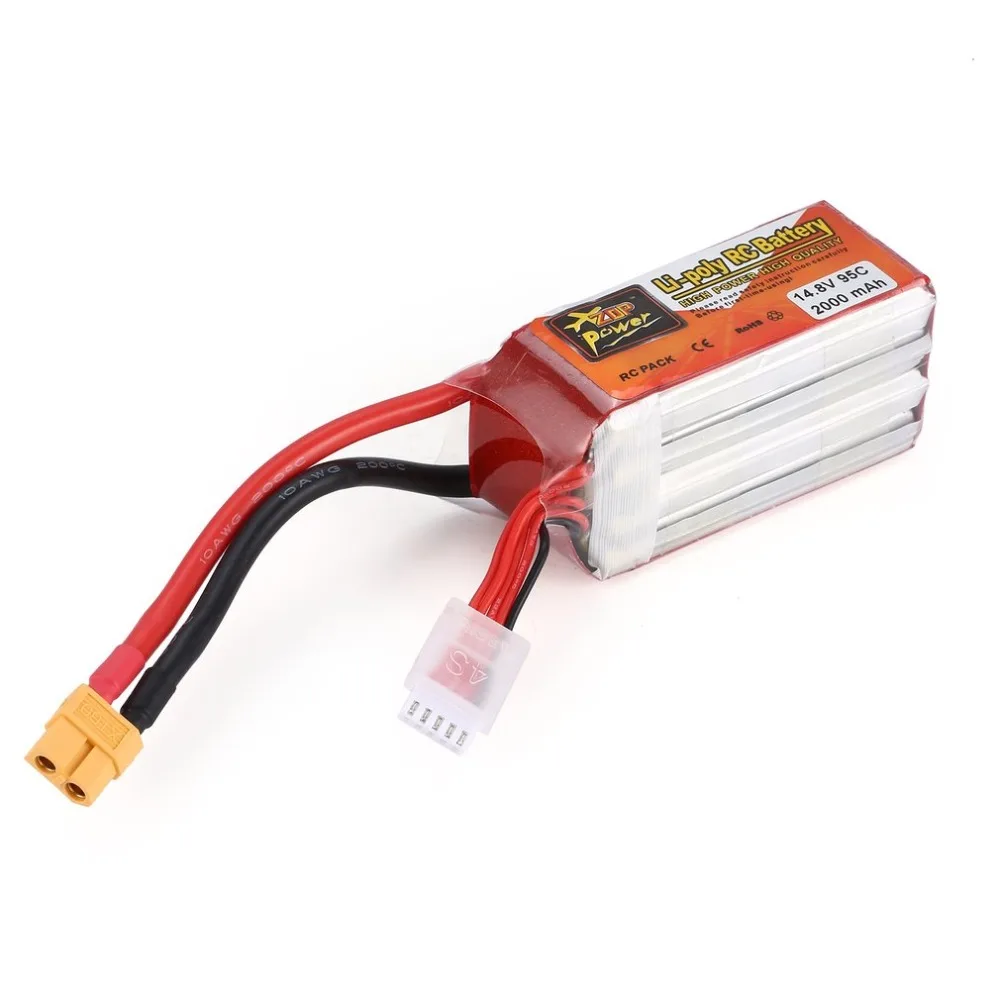 بطارية ليثيوم بوليمر قابلة للشحن زوب الطاقة 14.8 V 2000 mAh 95C 4 S 1 P XT60 التوصيل ل RC سباق مروحية لعبة بدون طيار سيارة عارض قوارب