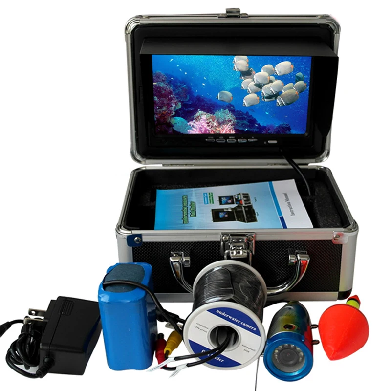 

Waterproof Fish Finder 15meter Cable Underwater Fishing Video Camera With 7inch Monitor Battery White LED Lights