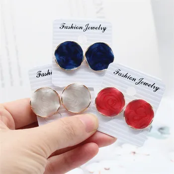 

2019 Korean Hot Fashion Jewelry Elegant Round stud Earrings Marble Texture Personality Earrings for women