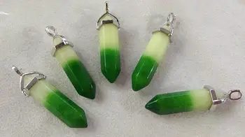 

Wholesale 24pcs Crystal Hexagonal Healing point pendant 25-40mm chakra cut Gmestone charm Pendant