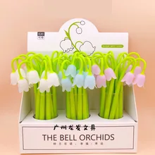 48 шт./лот креативные Канцтовары красивые ландыш Майский силиконовый 0,5 мм с черными чернилами студент гелевая ручка для школы офиса ручки для подписи