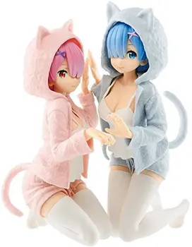 

NEW 13cm Re Life in a different world from zero Rem Ram Cat ears Action figure toys doll Christmas gift with box