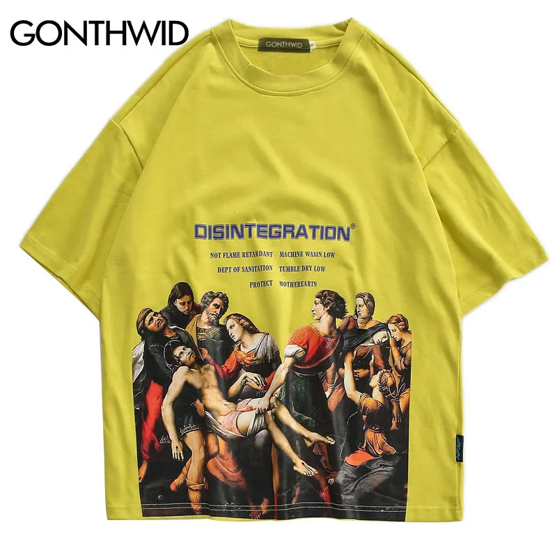 GONTHWID Raphael/плотные футболки для повседневной носки с принтом осаждение мужские