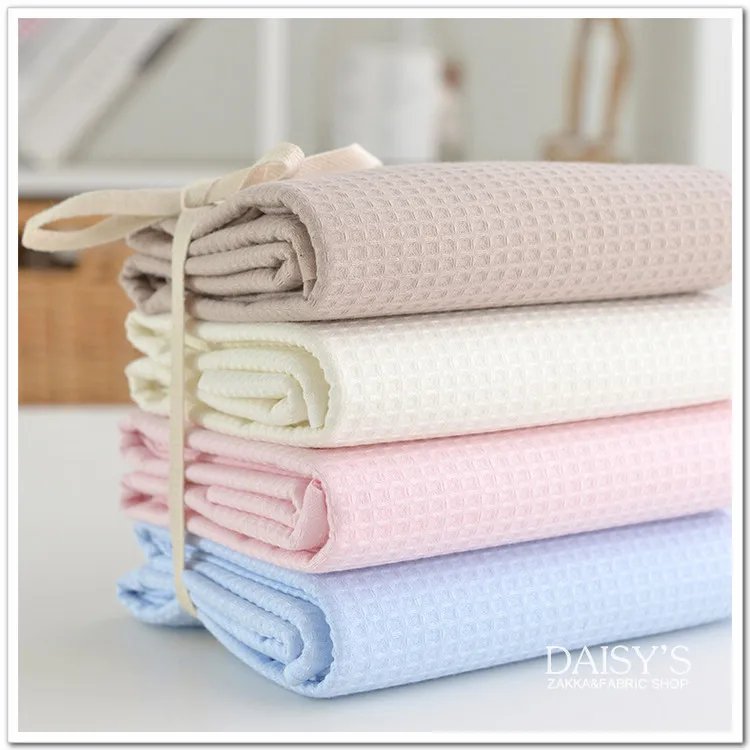 50cm x120cm pink blue waffle cotton Fabri, DIY Bathrobes Handmade Patchwork Clothing Suit for Soft Natural Cotton Agent 240g/m