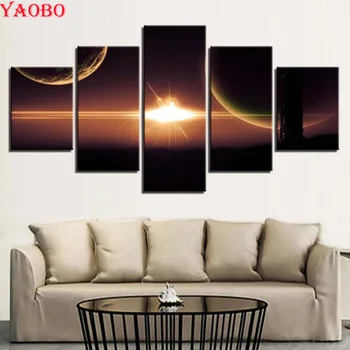 

Stars Planets Landscapes 5D DIY Diamond Painting Full Square/Round Diamond Embroidery Mosaic Picture Of Rhinestone 5 pcs sets