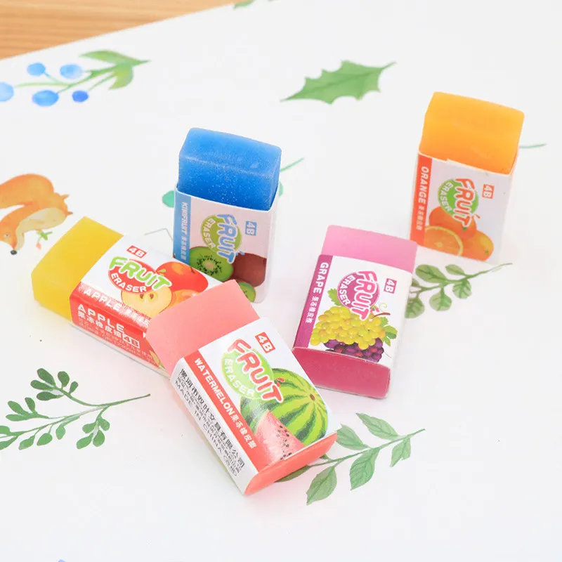 

6pc/lot Cute Jelly color Mini square 4B rubber eraser kawaii stationery school supplies papelaria gift toy for kids penil eraser
