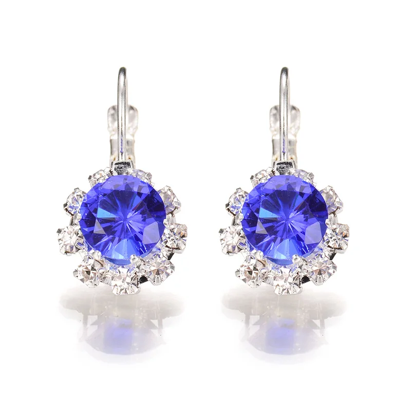 Gifts Earring 1Pair Zirconia Allergy Free Big Gem Stone Rhinestone Crystal New Arrival Wedding 6 Colors Exquesite Beautiful