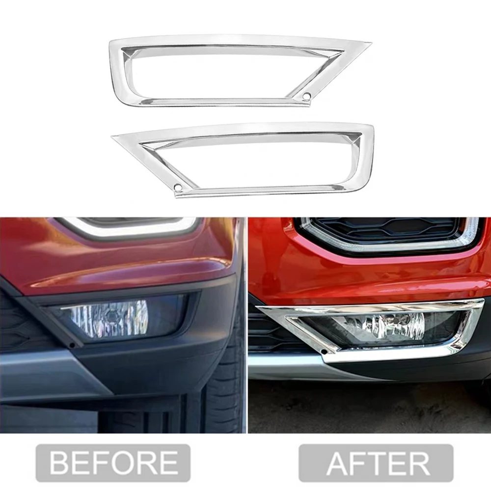 

JEAZEA 2Pcs ABS Chrome Silver Front Tail Fog Light Lamp Cover Trim For Volkswagen VW T-Roc 2017 2018 Car Accessories