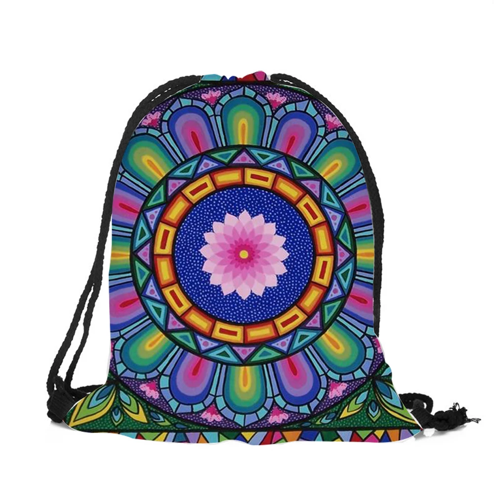 Мандала Цветочный Печать Drawstring Рюкзак 2018 новый модный рюкзак для мужчин и женщин