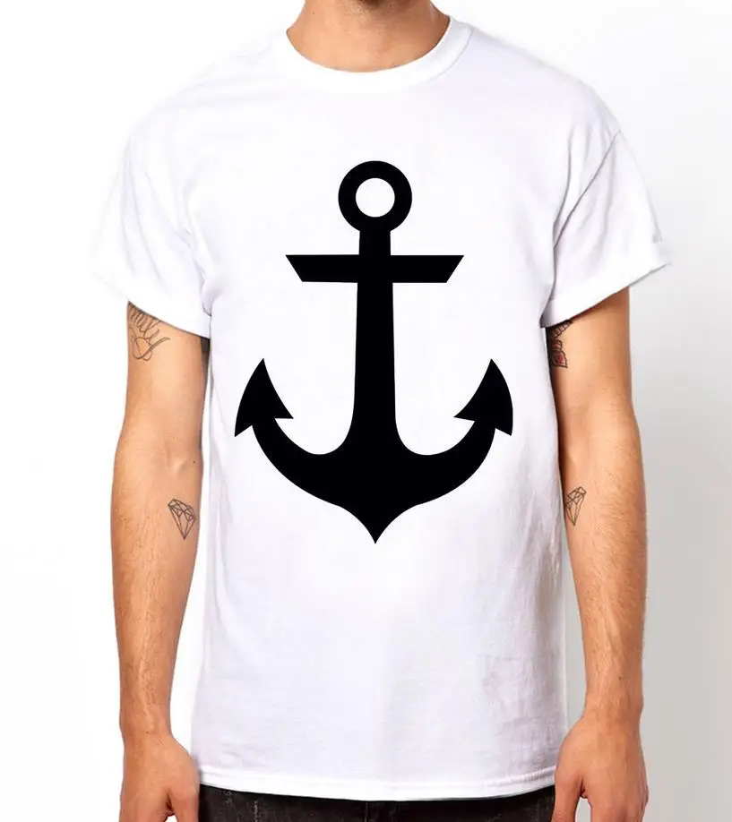 Anchors Print T shirt Fashion Casual Funny Shirt White Streewear Shirts