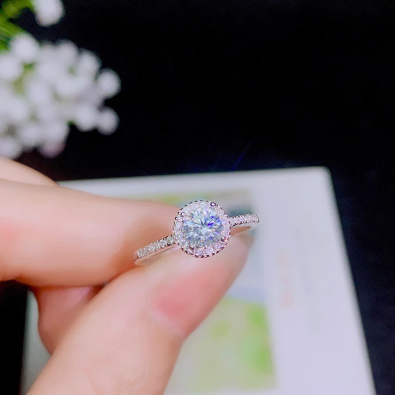 BOEYCJR 925 серебро 0.5ct/1ct/2ct/3ct F цвет Moissanite VVS обручальное свадебное кольцо с бриллиантом с национальным сертификатом для женщин
