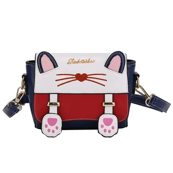 

Cute Cartoon cat Women's Crossbody Bags small Fashion Embroidery Female Shoulder Bag PU Leather girls messenger bags Handbags