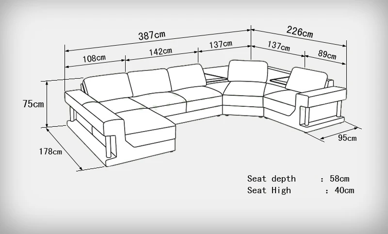 0413-S945-5 living romm leather sofa