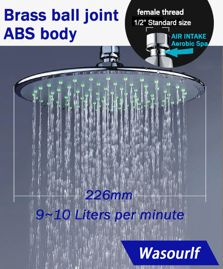 WASOURLF guarantee Rain Shower Head wall Mounted pressurized dish shower water saving chrome