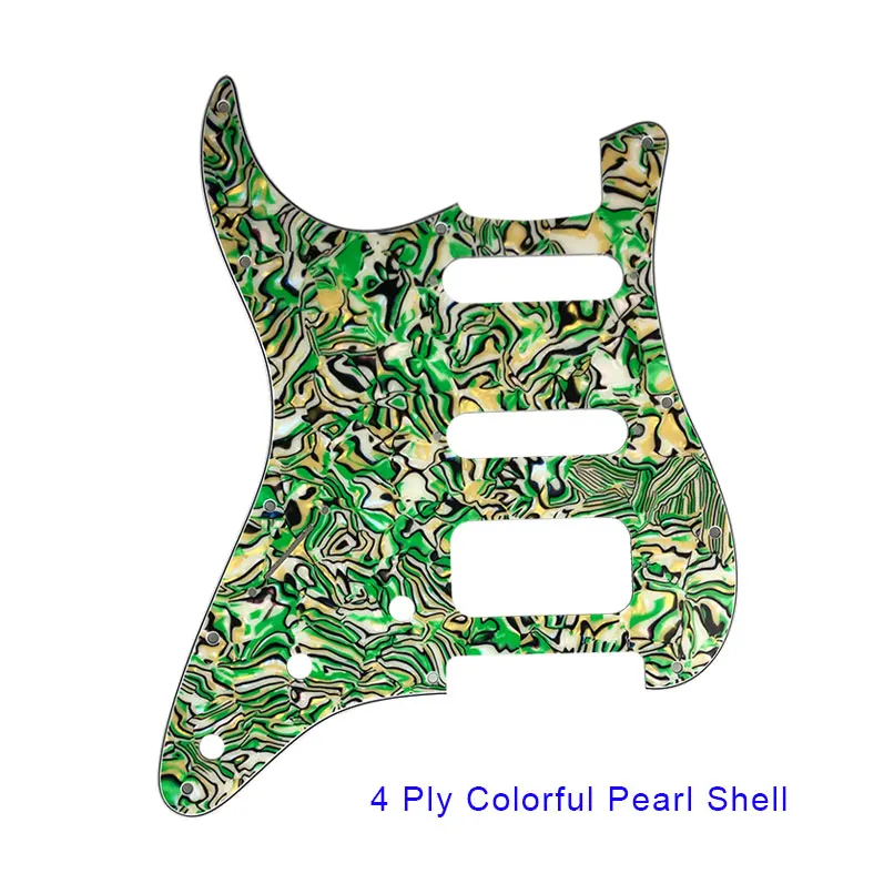 colorful pearl shell Pleroo, накладки для левшей, 11 винтовых отверстий для стандартного St Stratocaster HSS, гитарная пластина для царапин, гитарные части, бренд - Цвет: colorful pearl shell
