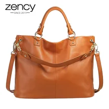 Zency натуральная кожа серая сумка коричневая Женская Повседневная Сумка Большая вместительная Женская сумка через плечо черная сумка-хобо