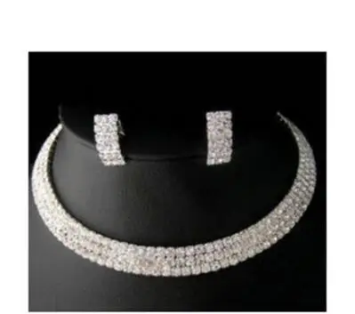 

Wholesale price 16new ^^^^Jewelry Bridal 3 rows Crystal earring choker Sets adjust size