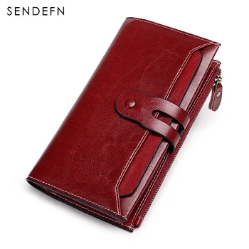 

SENDEFN New Designer Female Leather Wallet Women Vintage Ladies Purse Zipper Coin Purse Holder Portefeuiile Femme Wallet 5199-69