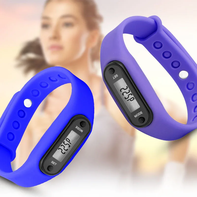 Digital LCD Silicone Wirst Band Pedometer Run Step Walking Distance Calorie Counter Wrist Women