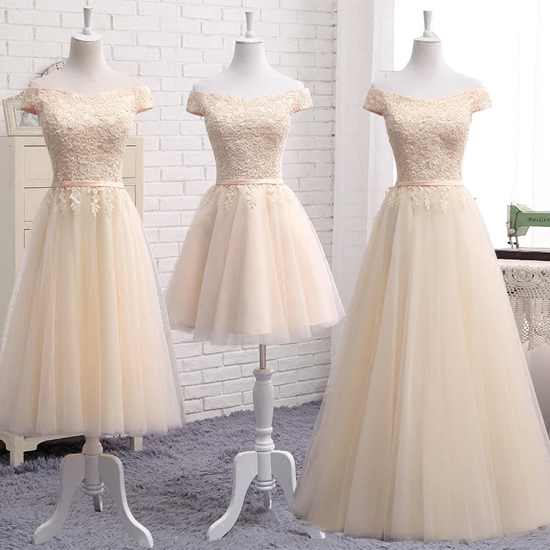 

Grey Bridesmaid Dress Floor Length A line Sexy Boat Neck Appliques Cap Sleeved Long Prom Party Gowns Custom Robe De Mariee 2017