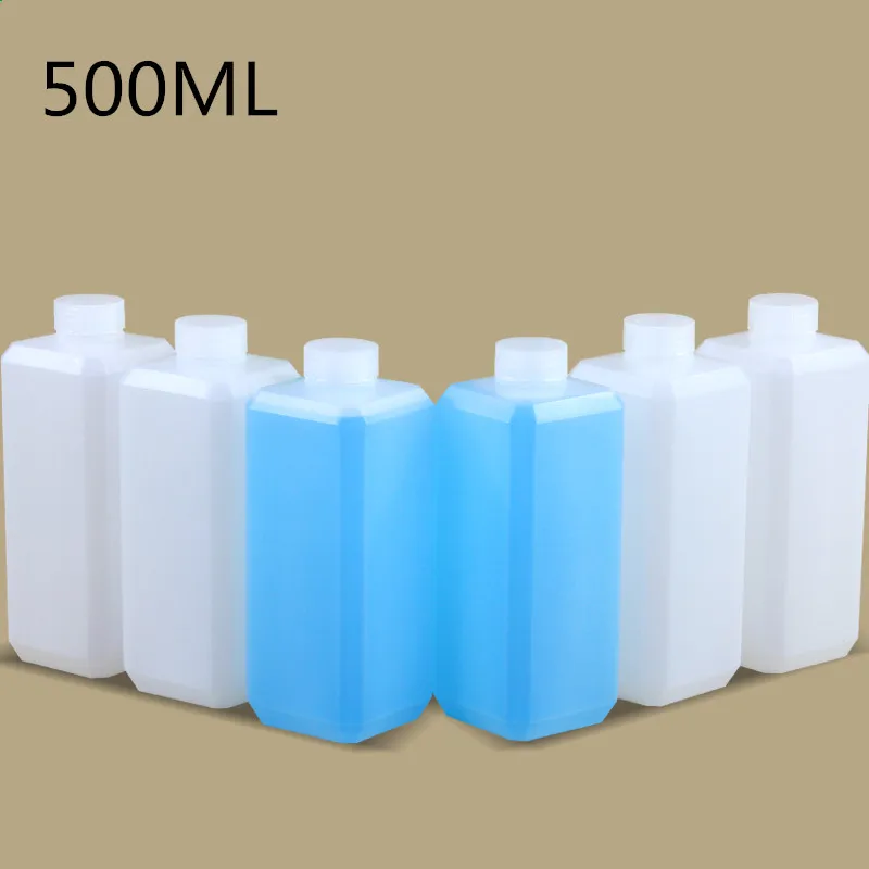 

5PCS Food Grade HDPE plastic bottle 500ML translucent narrow mouth square bottles for Chemical Reagent cosmetic