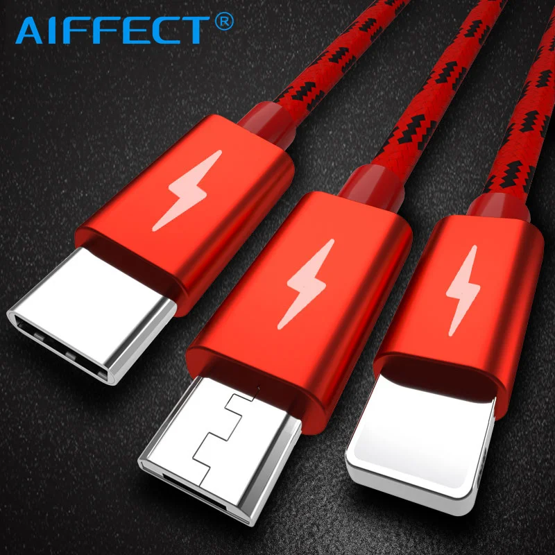 

AIFFECT Nylon USB Cable For iPhone SamSung XIAOMI HUAWEI Mobile Phone Charger Cable Cord USB Data Cable 2A Nylon Metal Wire