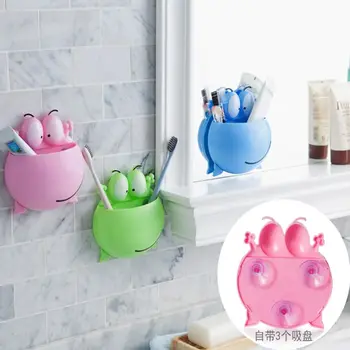 

New Lovely Cartoon Big Eye Frog Model Toothbrush Toothpaste Holder Sucker Type Toothbrush Holder Bathroom Tool