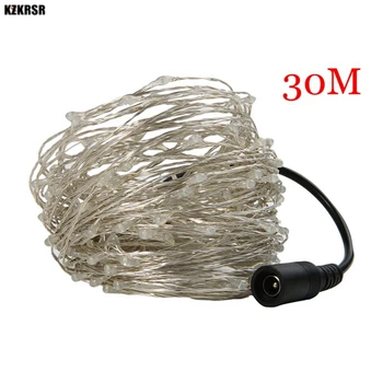 

KZKRSR 10M 30M 50M DC12V LED String Lights Christmas Fairy Lights Silver Copper Wire LED Starry Lights Wedding Party Decoration
