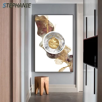 Online Abstrakte Goldene Tassen Marmor Leinwand Kunst Gelb Poster Druckt Luxus Wand Kunst Bild Wohnzimmer Große Poster Zen HD Tableau Salon