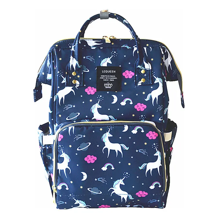 Lequeen модная сумка для подгузников для мам, брендовая Большая вместительная детская сумка, рюкзак для путешествий, дизайнерская сумка для ухода за ребенком - Цвет: blue unicorn