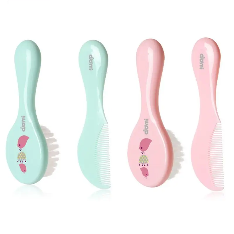 

2 Pcs Toddler Kids Care Kit Baby Ultra Soft Nylon Brush Comb Hair Head Massage Smooth Handle