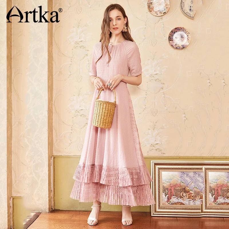 Flash Deals QmiOf ARTKA Summer New Women Lace Stitching Slim Waist Double Hem Sexy Fashion Holiday Maxi Long Dress LA12587X Flash Deals QmiOf ARTKA Summer New Women Lace Stitching Slim Waist Double Hem Sexy Fashion Holiday Maxi Long Dress LA12587X