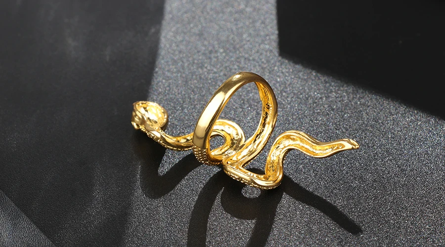 Kinel горячие кольца в виде змейки Для женщин античная розовое золото черный тяжелые металлы кольцо панк Рок Винтаж животных Ювелирные изделия
