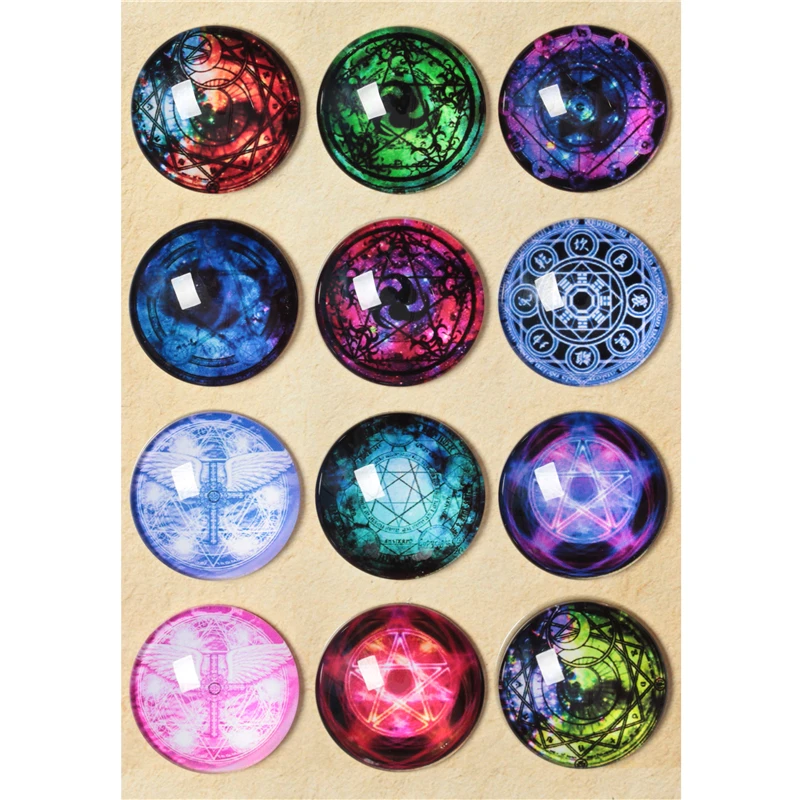 

10-30pcs 10mm-30mm Round Handmade Hexagonal Magic Circle Photo Glass Cabochons Base Setting Jewelry Charms Accessory No.1036