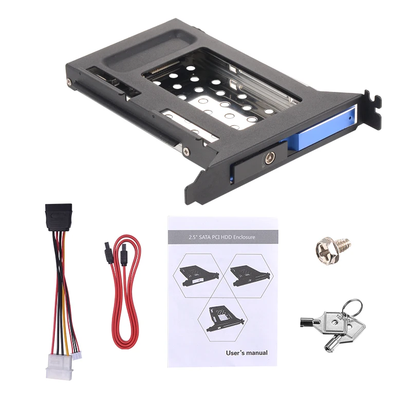  Azul todas las aleación de aluminio PCI Slot mobile rack soporte 25 pulgadas SATA HDD/SSD para la r