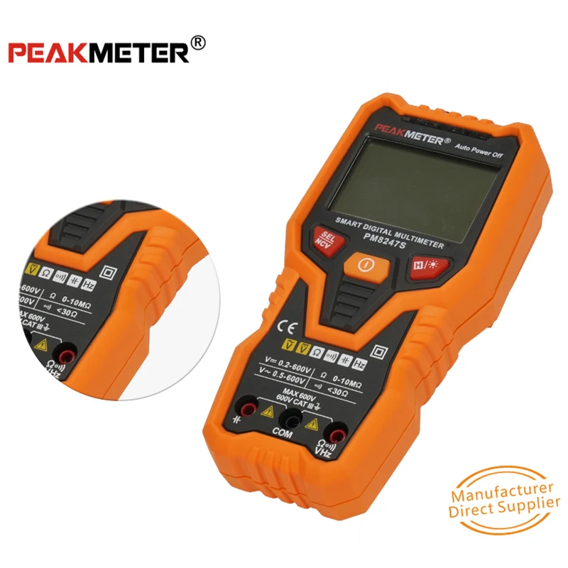 SHGO PEAKMETER PM8247S Smart Auto диапазон Professional Цифровой мультиметр Вольтметр с НТС частота
