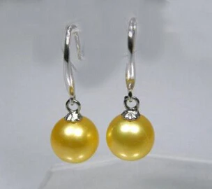 

hot sell new - free shipping 13377 Charming AAA+ yellow south sea pearls dangle earring