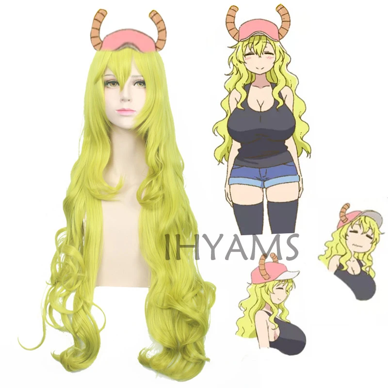 

Kobayashi-san Chi no Maid Dragon Rukoa Onee Quetzalcoatl Green Long Wave Cosplay Anime Wig Hair Cosplay Sa + Wig Cap