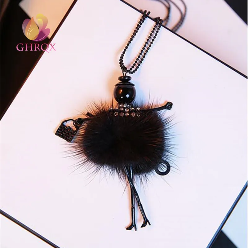 

GHRQX Hot Sell The new Korean mink hair girl long necklace fashion 1pcs