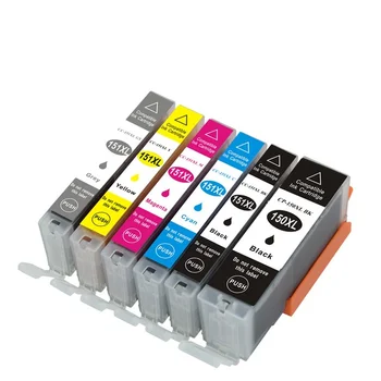 

XIMO 6 PCS Compatible ink cartridge PGI-150XLBK PGI150 CLI-151XLBK C M Y GY for Canon PIXMA MG6310 PIXMA MG7110 MG7510 Ip8710