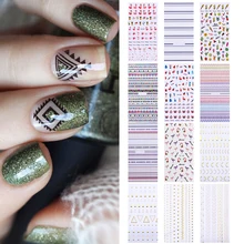 Этнический геометрический узор наклейки на ногти цветок арбуз воды наклейки форма ногтей переводная наклейка