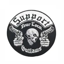 Outlaws серии мотоцикл патч Вышивка поддерживает ваш местный патч пользовательские череп пистолеты байкерская куртка переводной значок бесплатно Rider MC